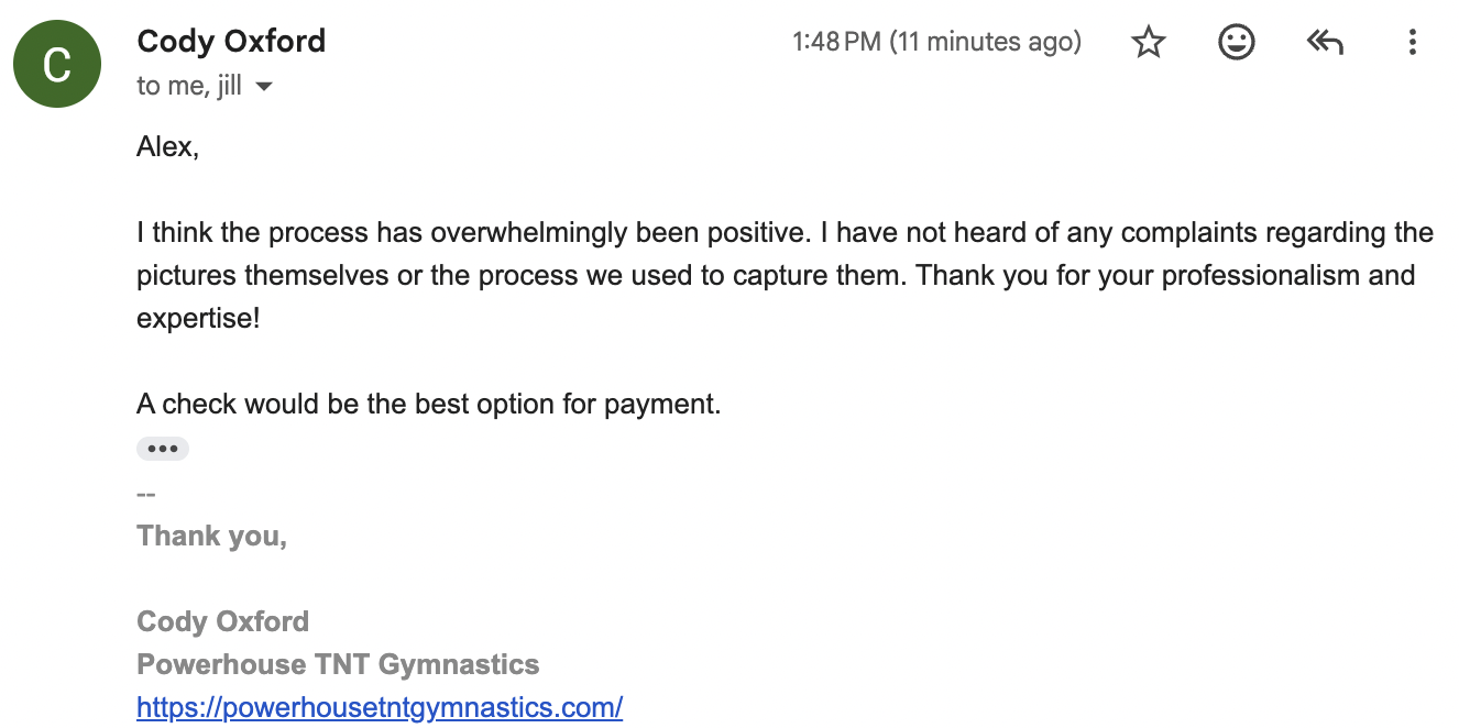Email from Cody about SA Picture Day collaboration